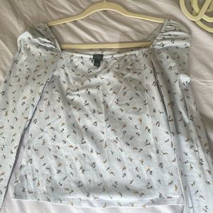 Floral puff sleeve long sleeve top